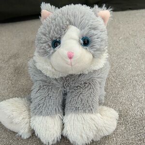 Warmies Microwaveable Gray and White Plush Cat Toy - lavender scent